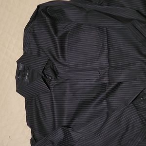 EUC J. Ferrar Dress Shirt Black Purple Stripes 3XLT